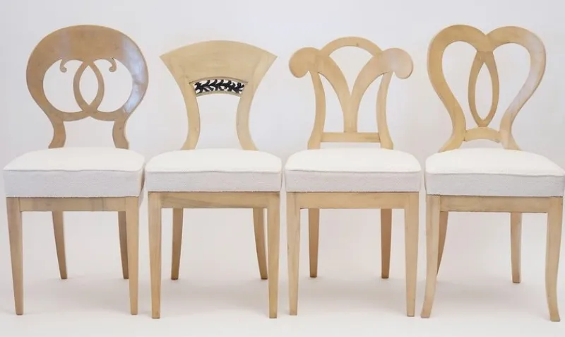Pamono Biedermeier Style White Eclectica Dining Chairs by Silvio Piattelli, Set of 8> Seating