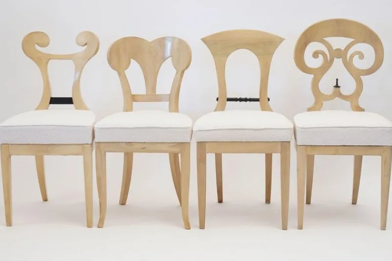 Pamono Biedermeier Style White Eclectica Dining Chairs by Silvio Piattelli, Set of 8> Seating