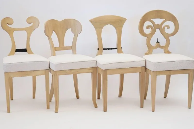 Pamono Biedermeier Style White Eclectica Dining Chairs by Silvio Piattelli, Set of 8> Seating