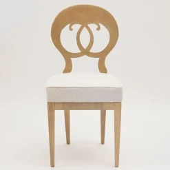 Pamono Biedermeier Style White Eclectica Dining Chairs by Silvio Piattelli, Set of 8><noscript><img width=