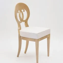 Pamono Biedermeier Style White Eclectica Dining Chairs by Silvio Piattelli, Set of 8><noscript><img width=