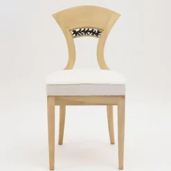 Pamono Biedermeier Style White Eclectica Dining Chairs by Silvio Piattelli, Set of 8><noscript><img width=