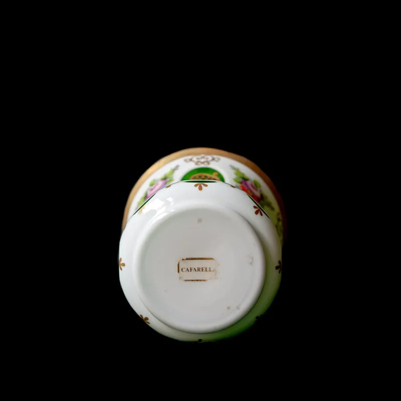 Online Pamono Biedermeier White Overlaid Clear Yellow Glass, Glass with Gold and Flower Motifs Painted Enamel, Deep Cut Lenses and Gold Green Vase, 1890s