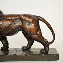 Best Pamono Big German Art Deco Lion Sculpture in Ceramic, Terracotta Copper, 1930