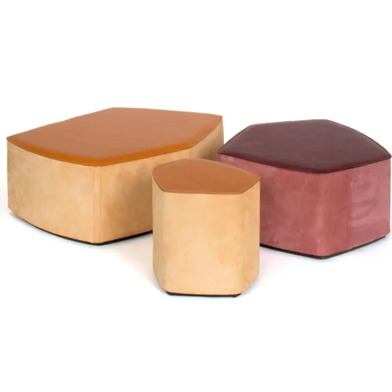 Pamono Big Pouf in Vegetable Leather with Suede and Poplar Plywood by Oscar Maschera> Seating