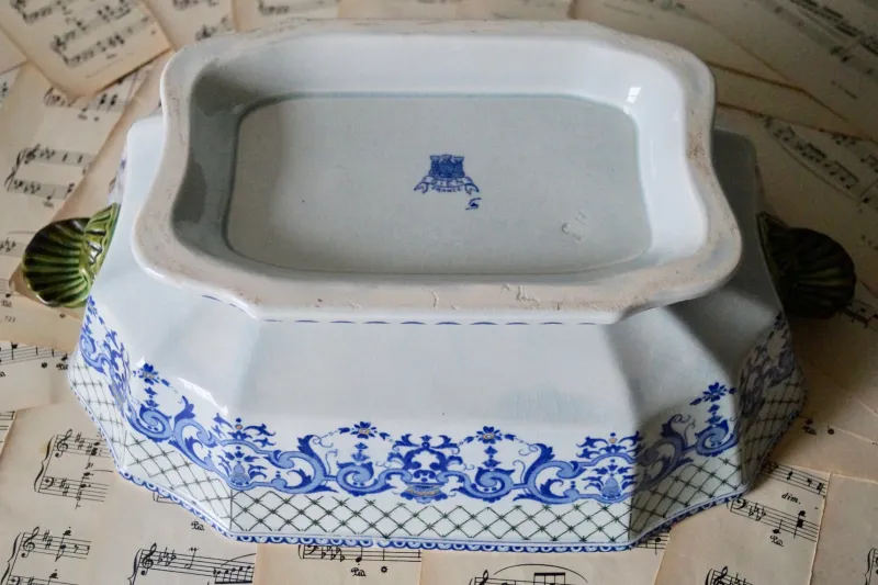 Clearance Pamono Big Vintage Gien France Tureen with Underplate