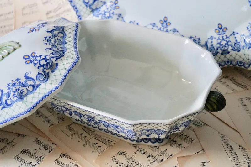Clearance Pamono Big Vintage Gien France Tureen with Underplate