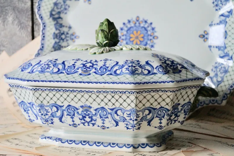 Clearance Pamono Big Vintage Gien France Tureen with Underplate
