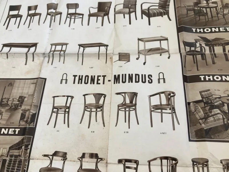 Best Pamono Big Vintage Thonet Furniture Poster, 1920s