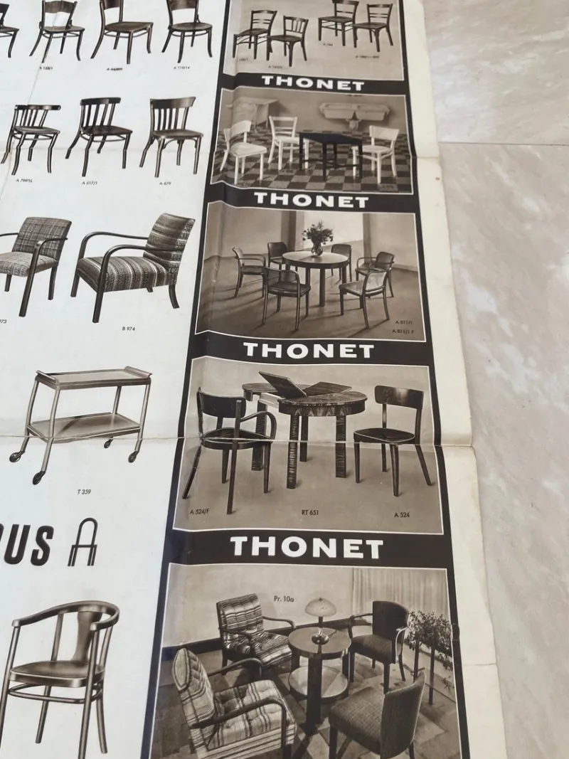 Best Pamono Big Vintage Thonet Furniture Poster, 1920s