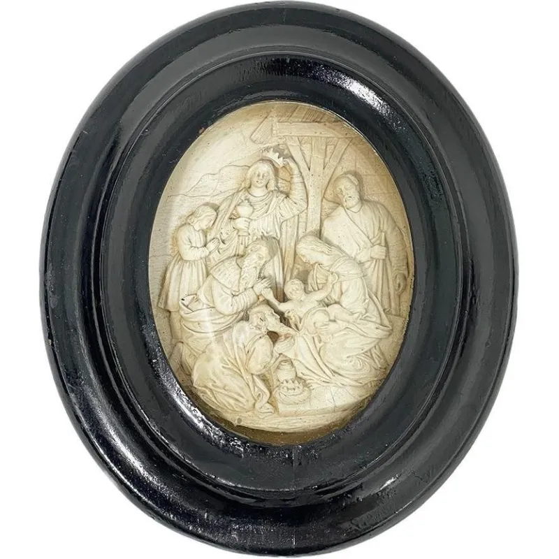 Pamono Birth of Christ, 19th Century, Meerschaum, Framed> Classical