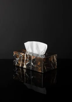 Clearance Pamono Black & Gold Marble Rectangular Tissue Box by Royal Bee Design