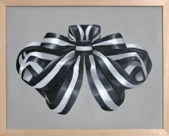 Pamono Black & White Framed Painting, a Curvy Organic Striped Ribbon> Minimalist