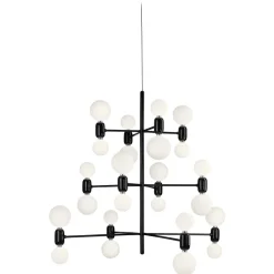 Pamono Black Aballs Chandelier 12 by Parachilna> Ceiling Lights