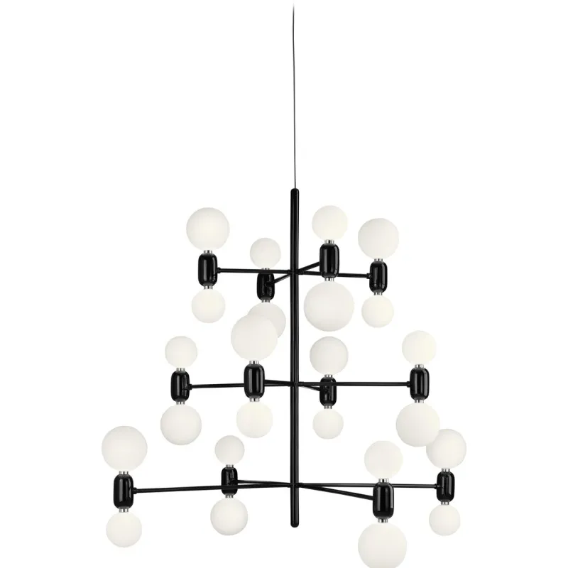 Pamono Black Aballs Chandelier 12 by Parachilna> Ceiling Lights