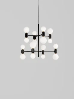 Pamono Black Aballs Chandelier 12 by Parachilna><noscript><img width=
