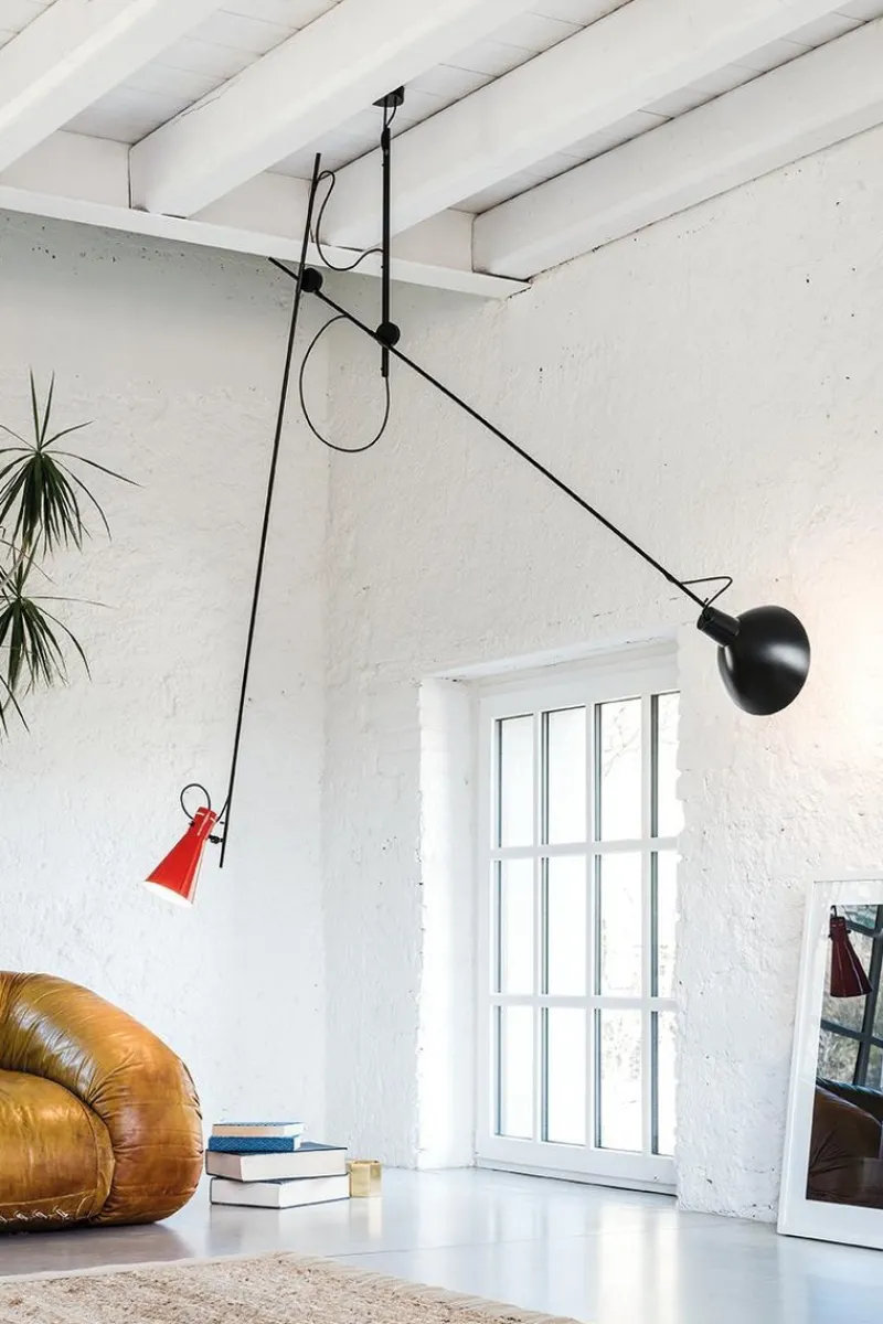 Pamono Black and Black Cinquanta Suspension Lamp by Vittoriano Viganò for Astep> Ceiling Lights