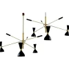 Pamono Black and Brass Adjustable Three-Arm Triennale Style Chandelier> Ceiling Lights