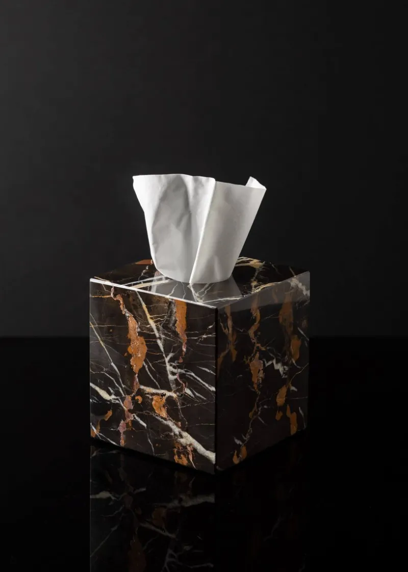 Online Pamono Black and Gold Marble Square Tissue Box by Royal Bee Design