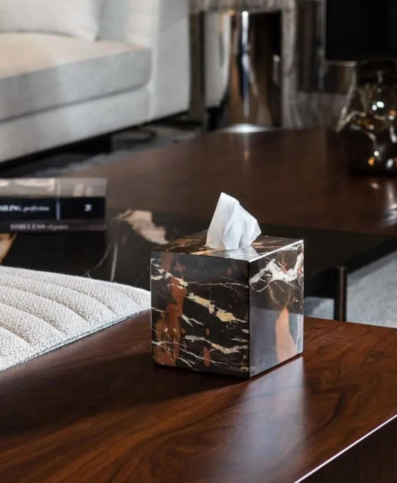 Online Pamono Black and Gold Marble Square Tissue Box by Royal Bee Design