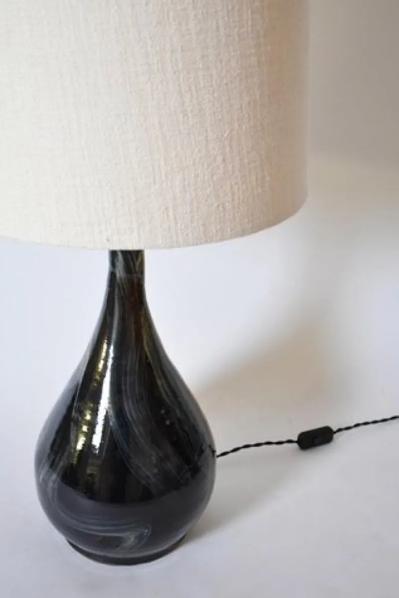 Pamono Black and Ivory Ceramic Long Neck Brush Lamp from Helder> Table Lamps