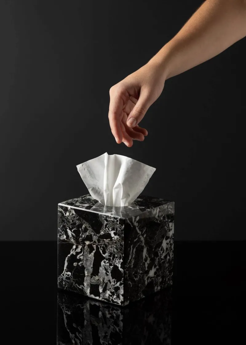 Outlet Pamono Black and White Marble Square Tissue Box by Royal Bee Design
