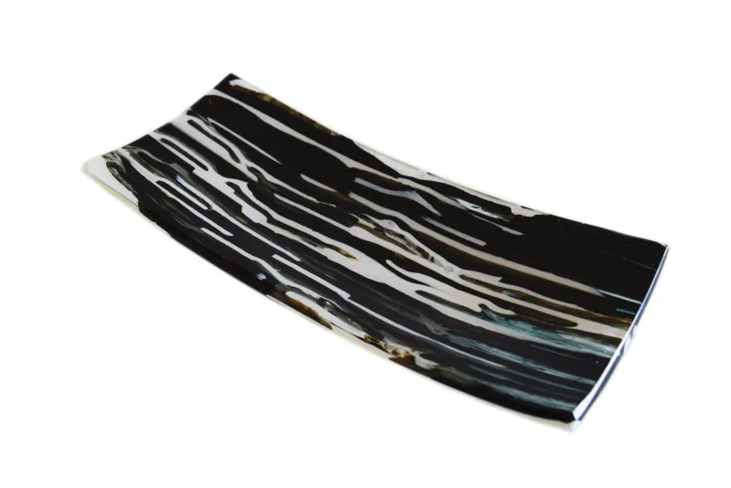 Pamono Black and White Murano Glass Marty R30 Plate by Stefano Birello for VéVé Glass> Decorative Plates