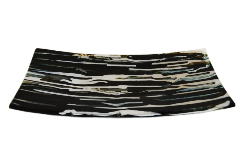 Pamono Black and White Murano Glass Marty R30 Plate by Stefano Birello for VéVé Glass> Decorative Plates
