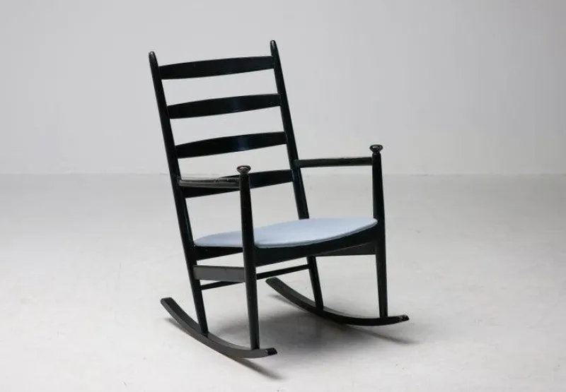 Online Pamono Black Beech Rocking Chair by Niels Eilersen, Denmark, 1960s
