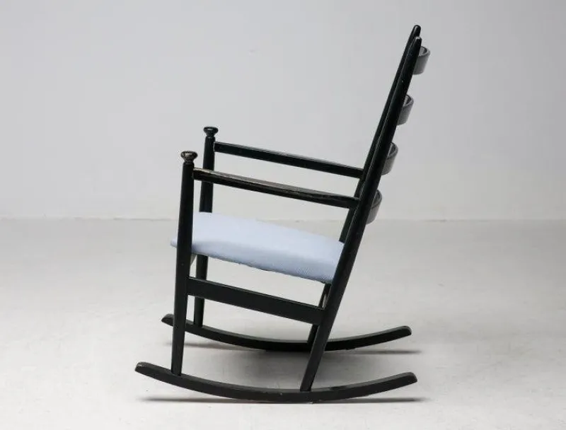 Online Pamono Black Beech Rocking Chair by Niels Eilersen, Denmark, 1960s