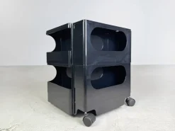 Pamono Black Bobby Storage Side Table by Joe Colombo, Italy, 1970s