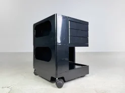Pamono Black Bobby Storage Side Table by Joe Colombo, Italy, 1970s