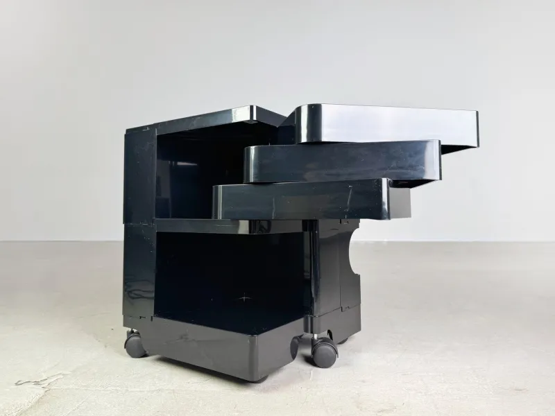 Pamono Black Bobby Storage Side Table by Joe Colombo, Italy, 1970s