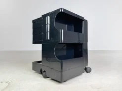 Pamono Black Bobby Storage Side Table by Joe Colombo, Italy, 1970s