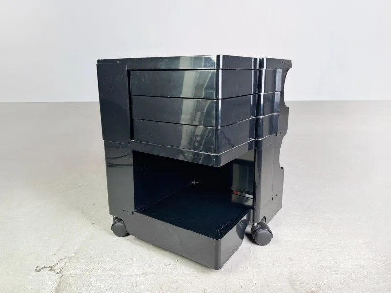 Pamono Black Bobby Storage Side Table by Joe Colombo, Italy, 1970s