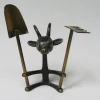 Discount Pamono Black Cactus Cutlery Billy Goat with Small Shovel and Rake in Brass by Walter Bosse, 1950s