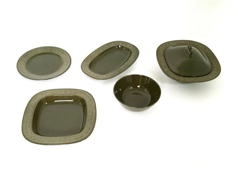 Clearance Pamono Black Earthenware Serving Set by Antonia Campi, 1965, Set of 5