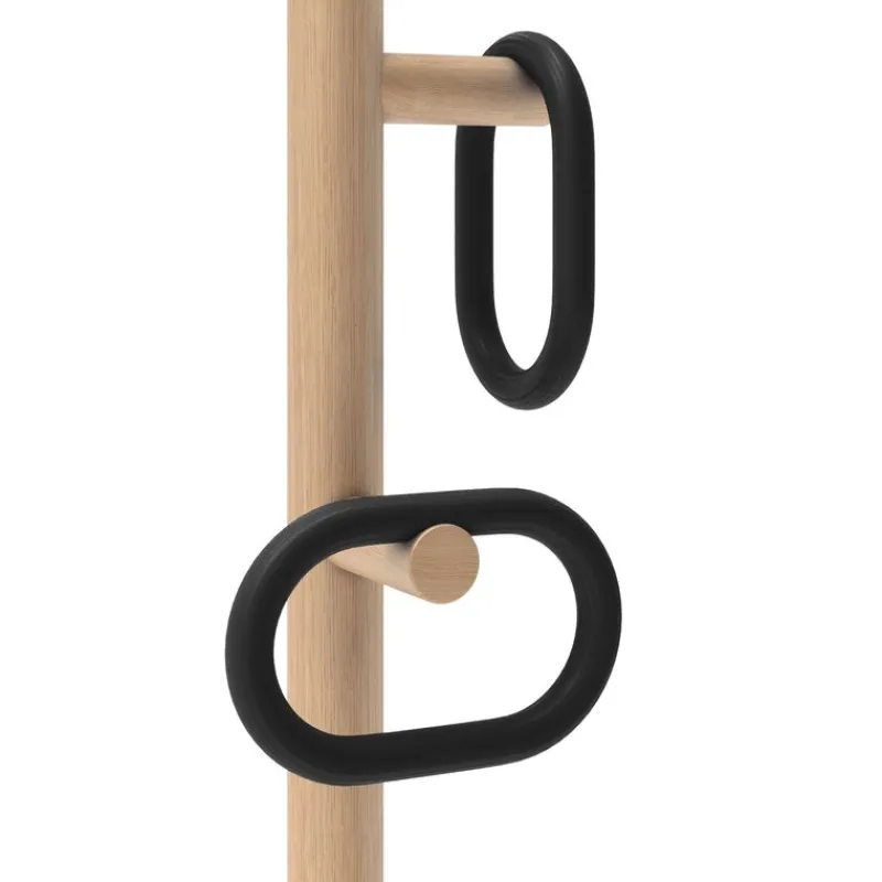 Pamono Black Fernand Coat Stand in Natural Oak by Harto> Racks, Hooks & Valets