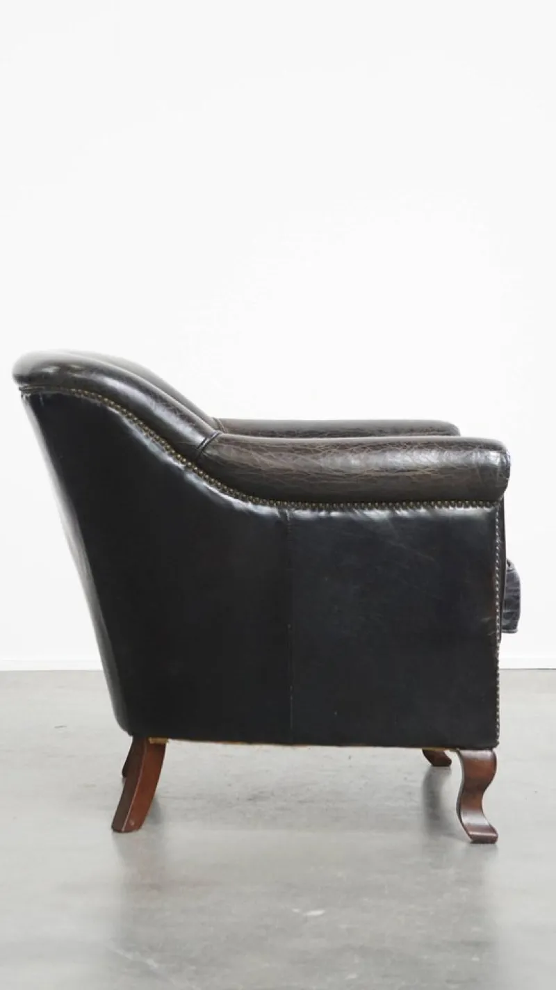 Pamono Black Grained Cowhide Armchair> Lounge Chairs & Armchairs