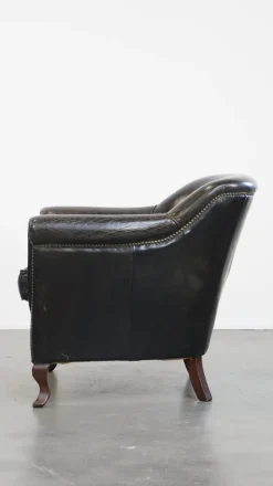 Pamono Black Grained Cowhide Armchair><noscript><img width=