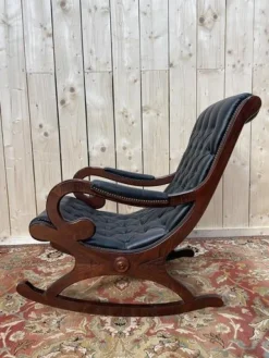 Pamono Black Leather Chesterfield Rocking Chair> Rocking Chairs