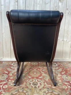 Pamono Black Leather Chesterfield Rocking Chair><noscript><img width=