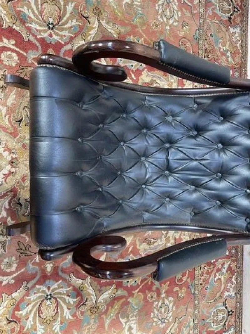 Pamono Black Leather Chesterfield Rocking Chair> Rocking Chairs