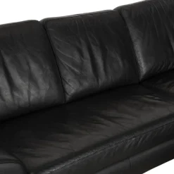 Pamono Black Leather Corner Sofa from Willi Schillig