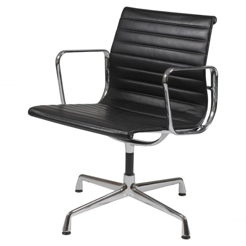 Pamono Black Leather Ea-108 Chair by Charles Eames for Vitra> Office Chairs