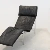 Pamono Black Leather Skye Chaise Longue by Tord Björklund for Ikea, 1970s