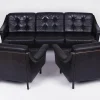 Hot Pamono Black Leather Sofa and 2 Armchairs, Germany, 1960s, Set of 3