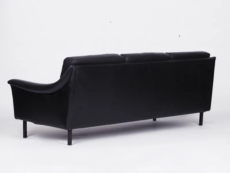 Hot Pamono Black Leather Sofa and 2 Armchairs, Germany, 1960s, Set of 3