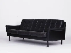 Hot Pamono Black Leather Sofa and 2 Armchairs, Germany, 1960s, Set of 3