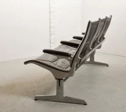 Best Pamono Black Leather Tandem Sling 3-Seater Airport Bench by Charles & Ray Eames for Herman Miller, 1962
